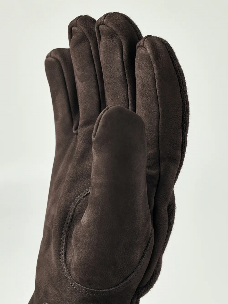 Men's Hestra Noah Leather Gloves Brown | RJKBDA365