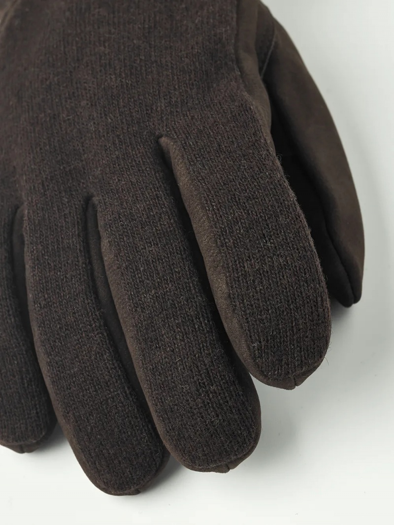 Men's Hestra Noah Leather Gloves Brown | RJKBDA365