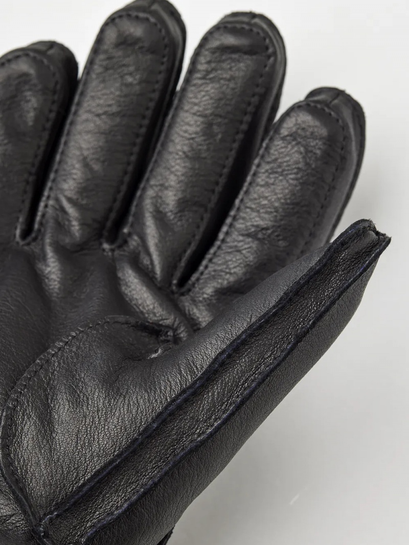 Men's Hestra Olav Leather Gloves Black | PVDMZB916