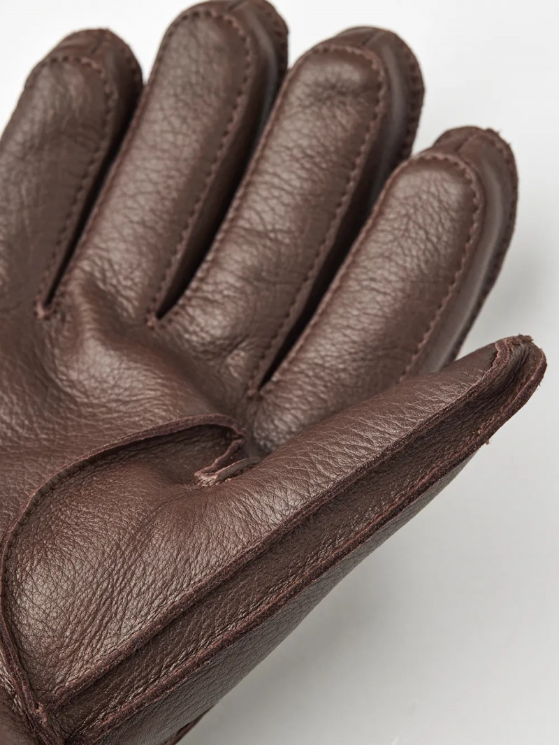 Men's Hestra Olav Leather Gloves Chocolate | QVYHJL248