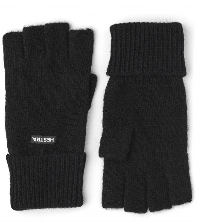 Men\'s Hestra Pancho Liner Half Finger Liners & Inner Gloves Black | FXMJPV684