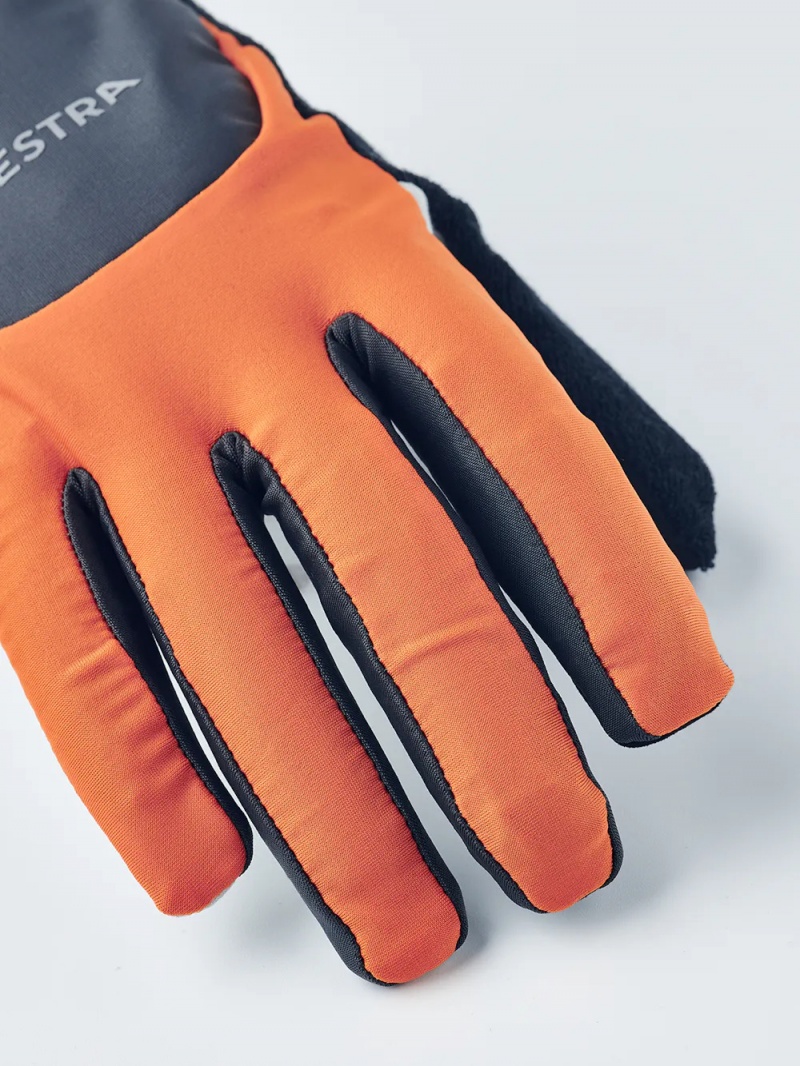 Men's Hestra Sprint Long 5-finger Bike & Mtb Gloves Orange/Dark Grey | UNLCEF871