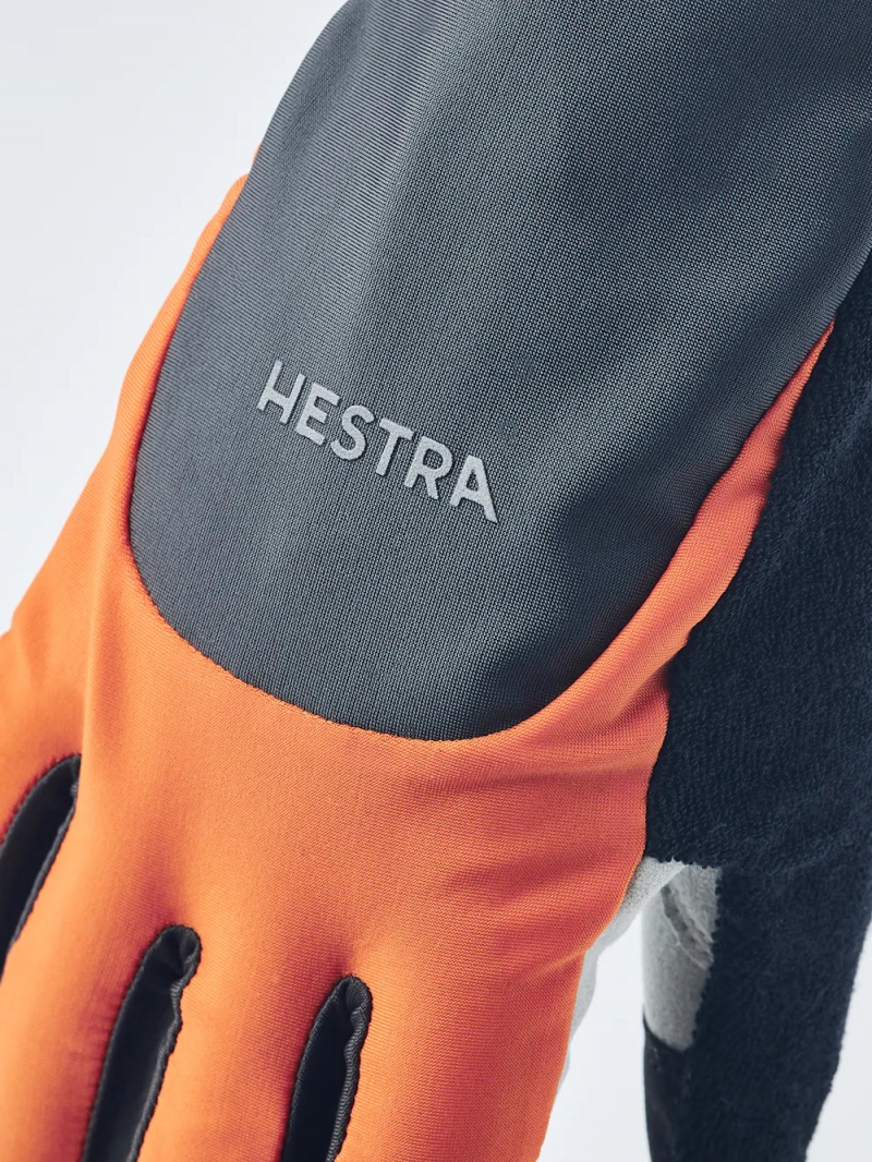 Men's Hestra Sprint Long 5-finger Bike & Mtb Gloves Orange/Dark Grey | UNLCEF871