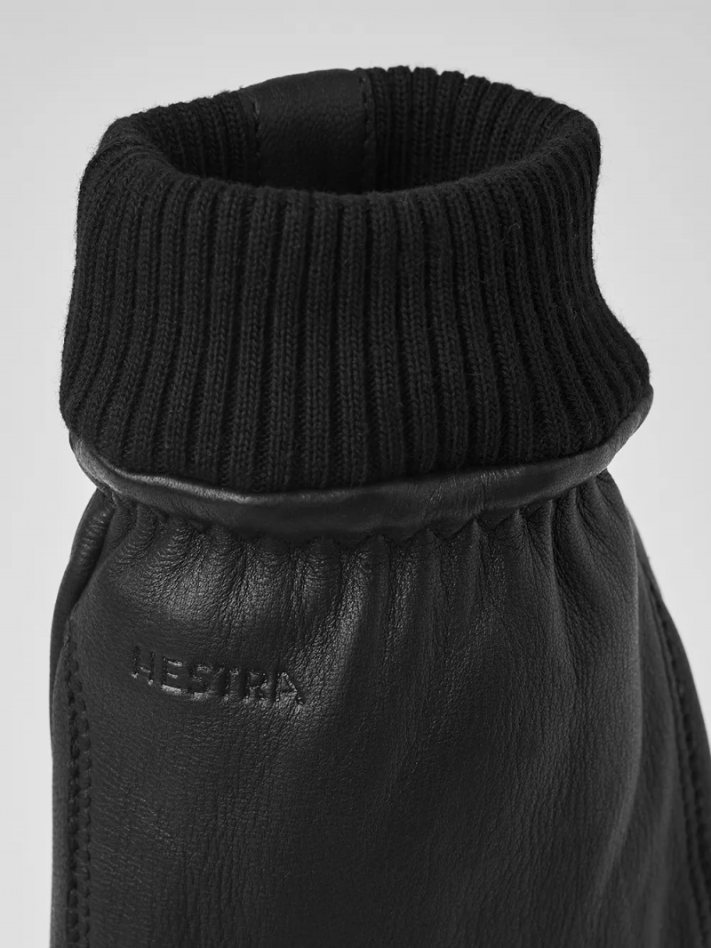 Men's Hestra Tore Leather Gloves Black | MRKUIC635