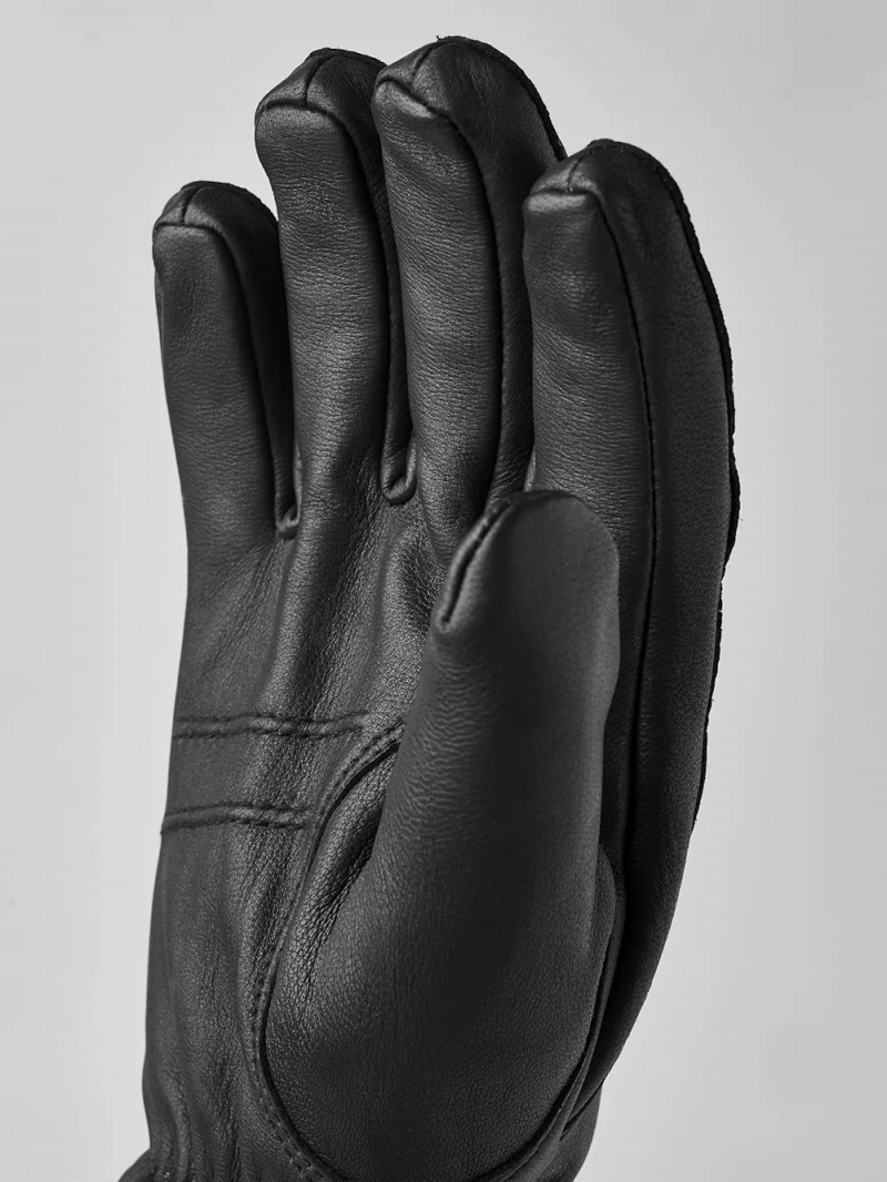 Men's Hestra Tore Leather Gloves Black | MRKUIC635