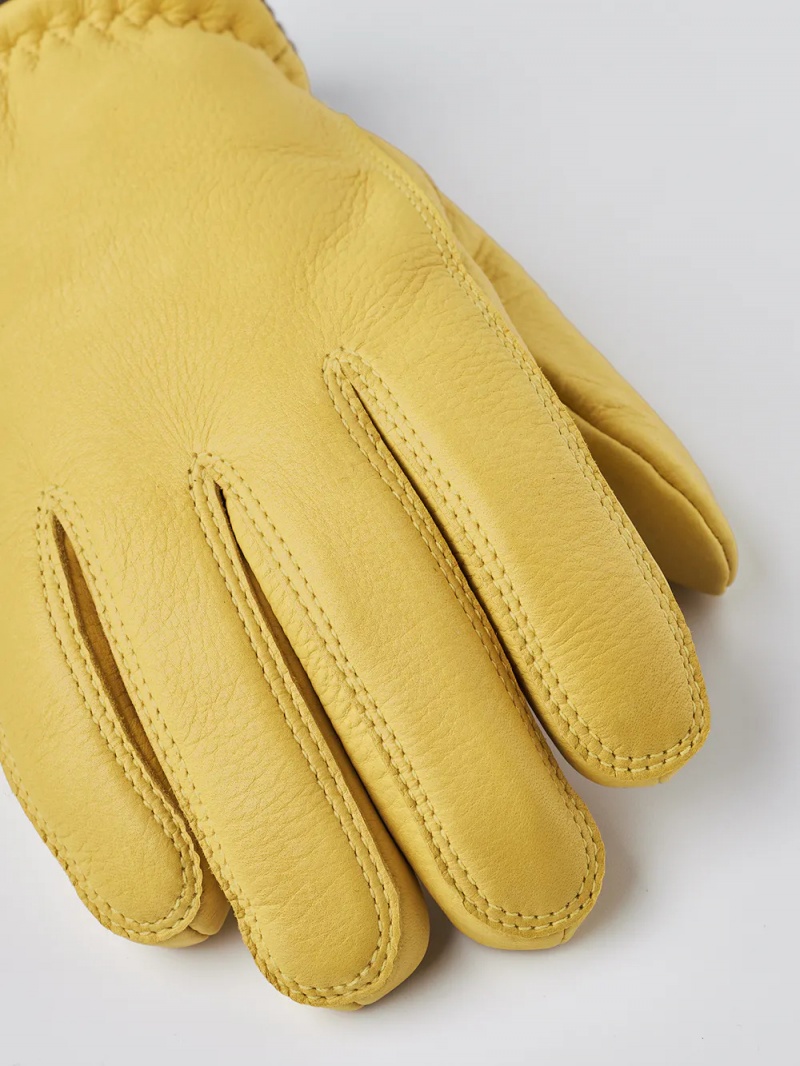 Men's Hestra Tore Leather Gloves Yellow | EAWBIH123