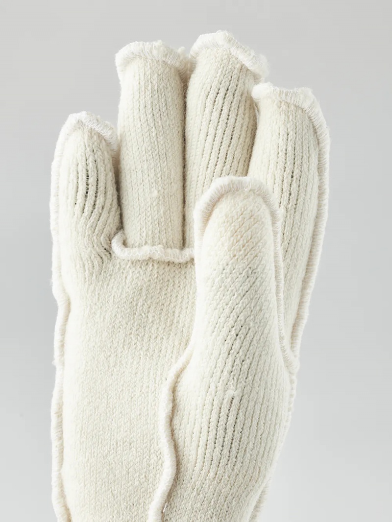 Men's Hestra Wakayama Wool Liner 5-finger Liners & Inner Gloves White | GUXOJC806