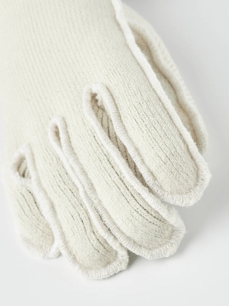 Men's Hestra Wakayama Wool Liner 5-finger Liners & Inner Gloves White | GUXOJC806