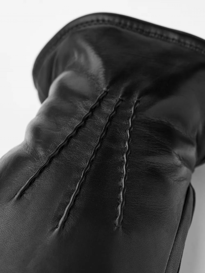 Men's Hestra Wilson Leather Gloves Black | ACESRQ671