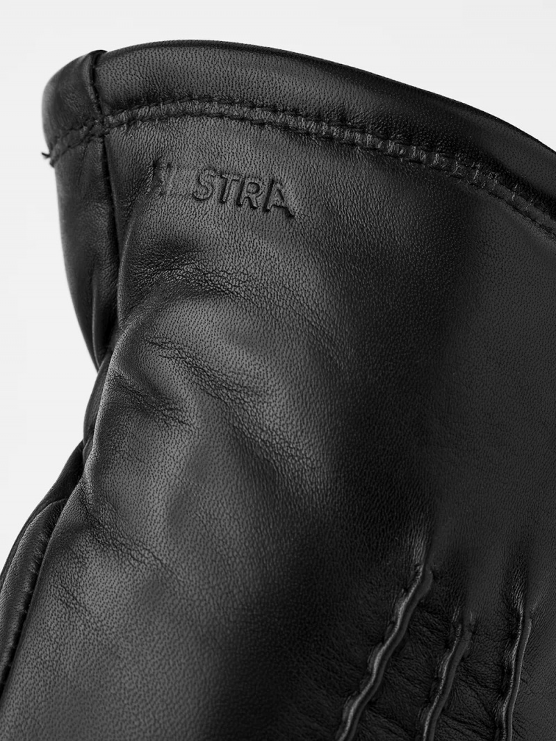 Men's Hestra Wilson Leather Gloves Black | ACESRQ671