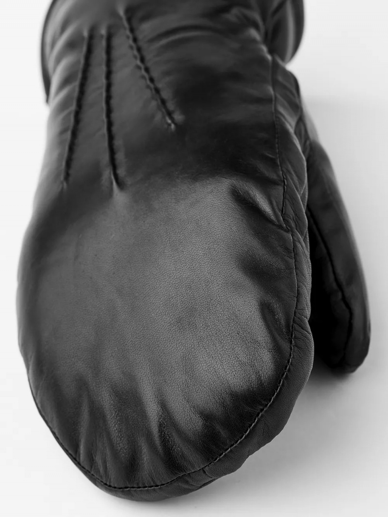 Men's Hestra Wilson Leather Gloves Black | ACESRQ671