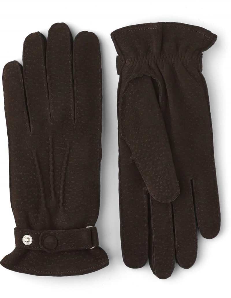 Men\'s Hestra Winston Carpincho Leather Gloves Espresso | OFBSWK159