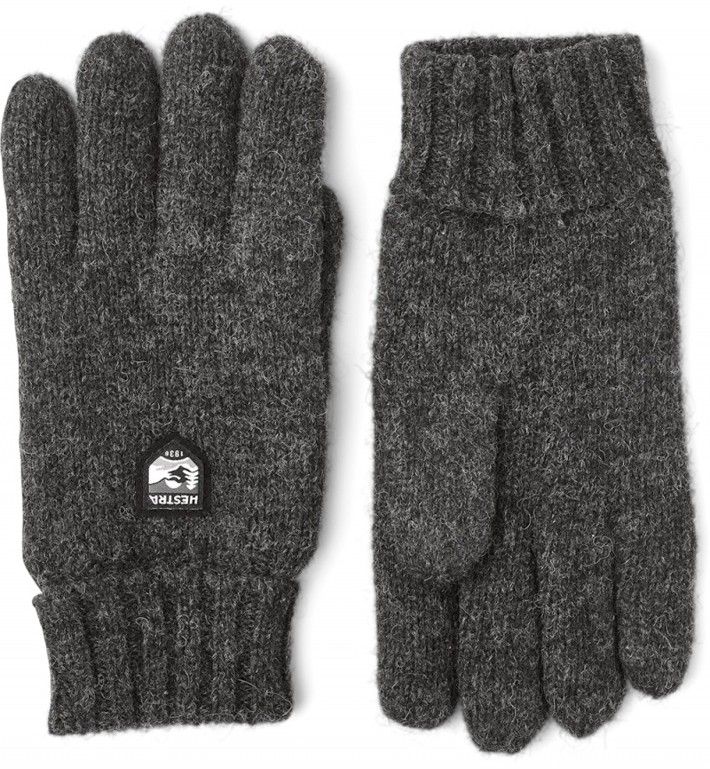 Women\'s Hestra Basic Wool Knitted Gloves Charcoal | AYTZWL786