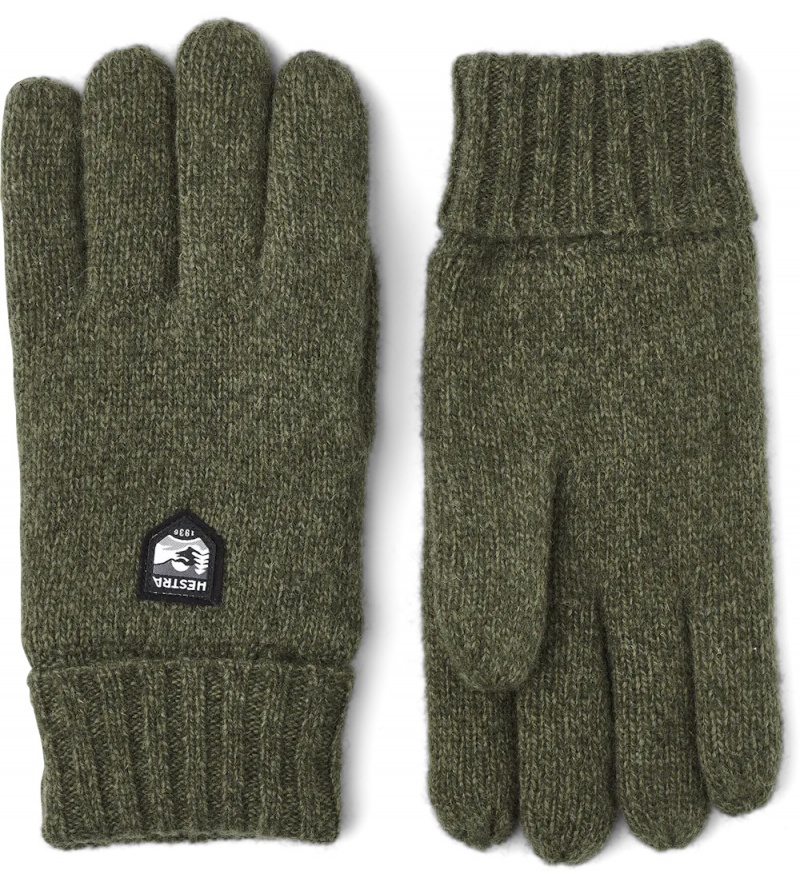 Women\'s Hestra Basic Wool Knitted Gloves Olive | XVUEZW983