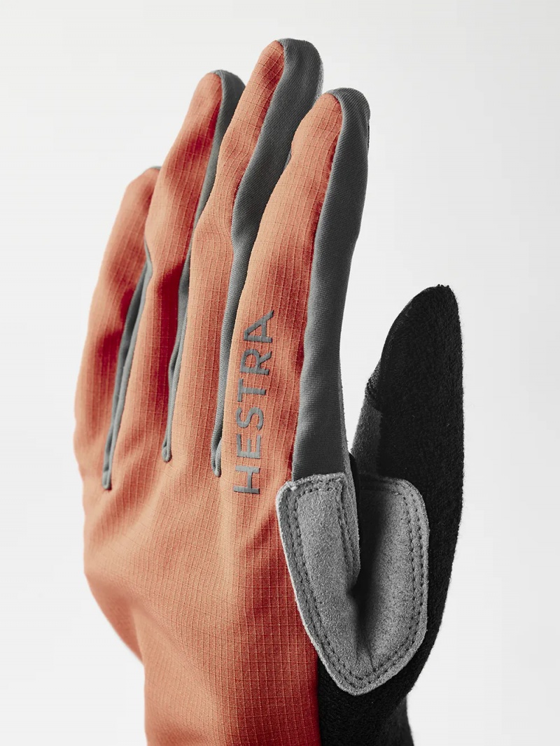 Women's Hestra Bike Guard Long 5-finger Bike & Mtb Gloves Orange | UCDKAM498