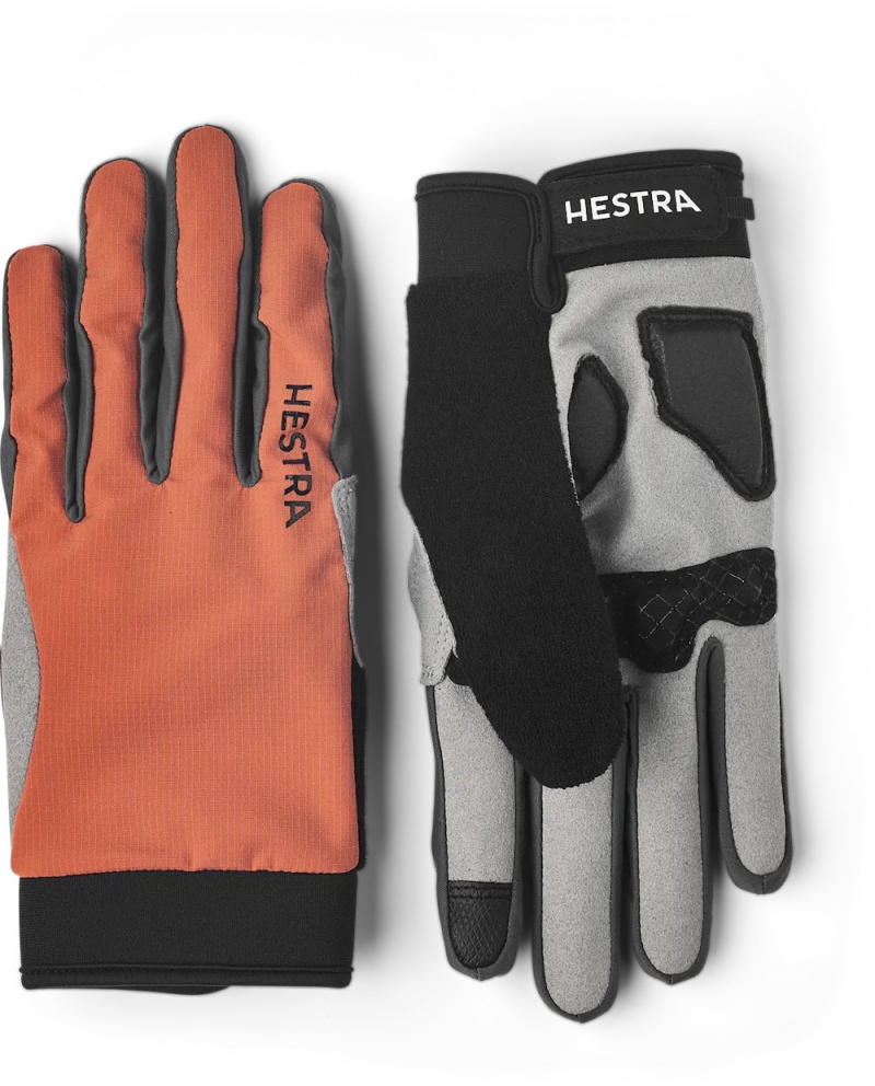 Women\'s Hestra Bike Guard Long 5-finger Bike & Mtb Gloves Orange | UCDKAM498