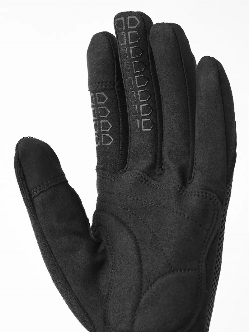 Women's Hestra Bike Long Sr 5-finger Bike & Mtb Gloves Black | YFDUHC813