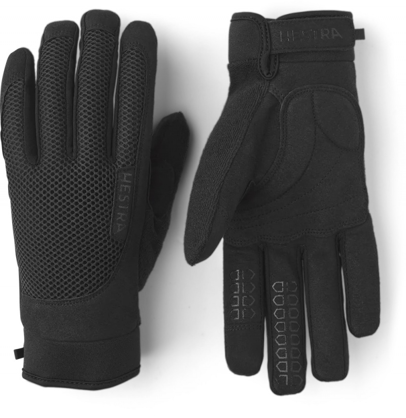 Women\'s Hestra Bike Long Sr. 5-finger Bike & Mtb Gloves Black | WOAXDP174