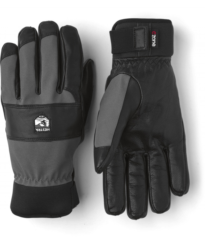 Women\'s Hestra CZone Vernum Ski Gloves Grey/Black | QCXOKL074