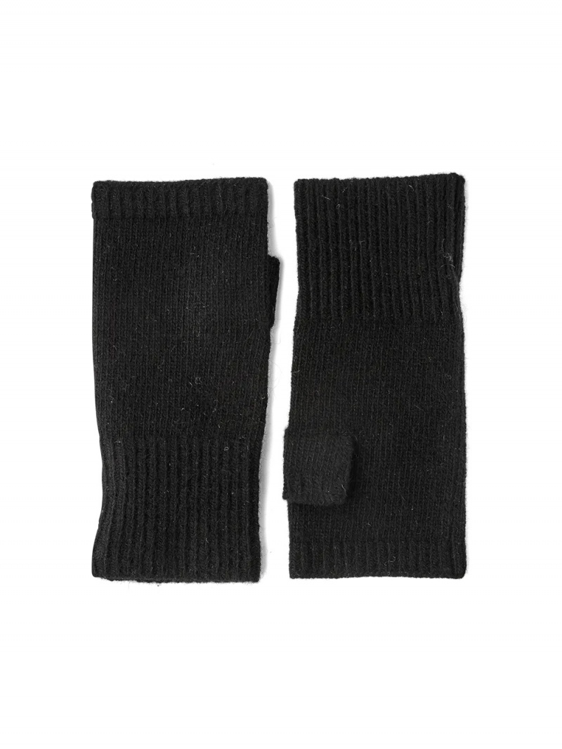 Women\'s Hestra Cashmere Tube Knitted Gloves Black | EQNVDB713