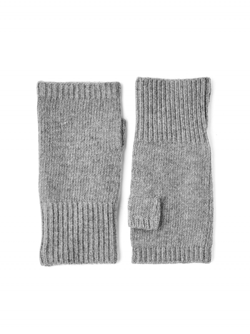 Women\'s Hestra Cashmere Tube Knitted Gloves Light Grey | YIRXSQ569