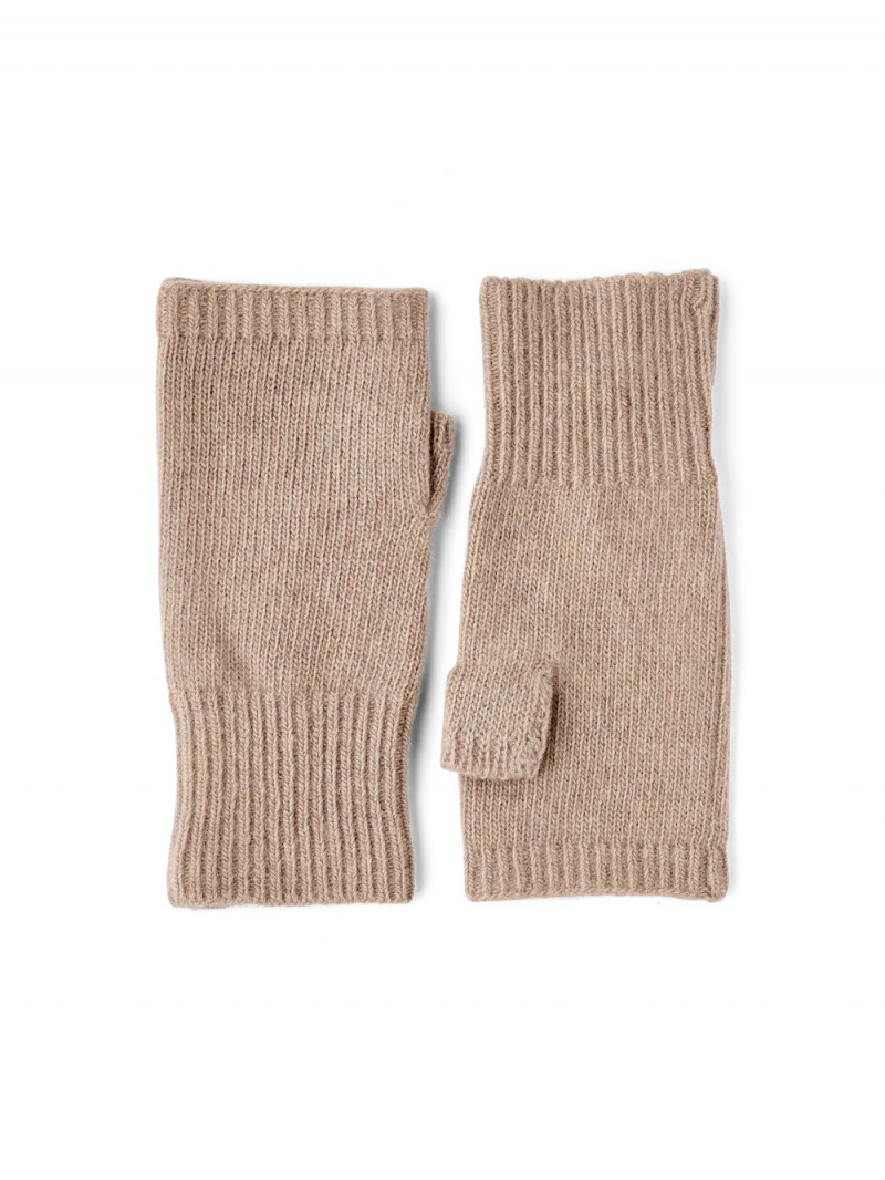 Women\'s Hestra Cashmere Tube Knitted Gloves Camel | RNGJBO910