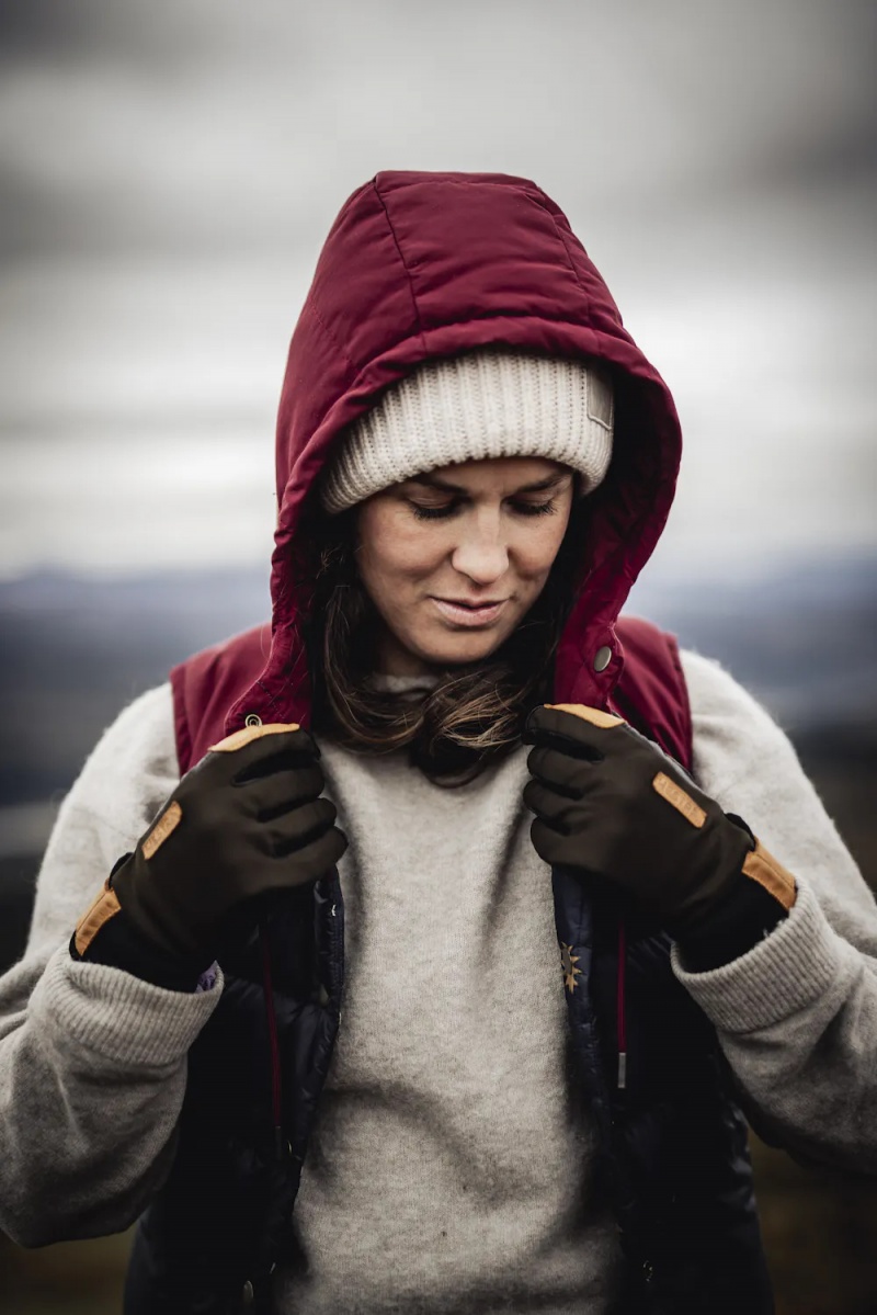 Women's Hestra Ergo Grip Active Wool Terry Outdoor & Hiking Gloves Dark Forest/Black | DGOKRM531