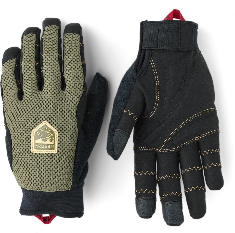 Women\'s Hestra Ergo Grip Enduro 5-finger Bike & Mtb Gloves Olive | WKVINA098