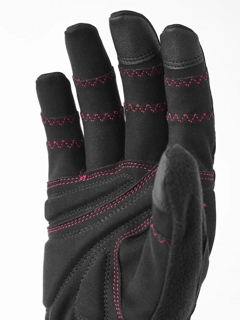 Women's Hestra Ergo Grip Long 5-finger Bike & Mtb Gloves Black | UCTAJQ891