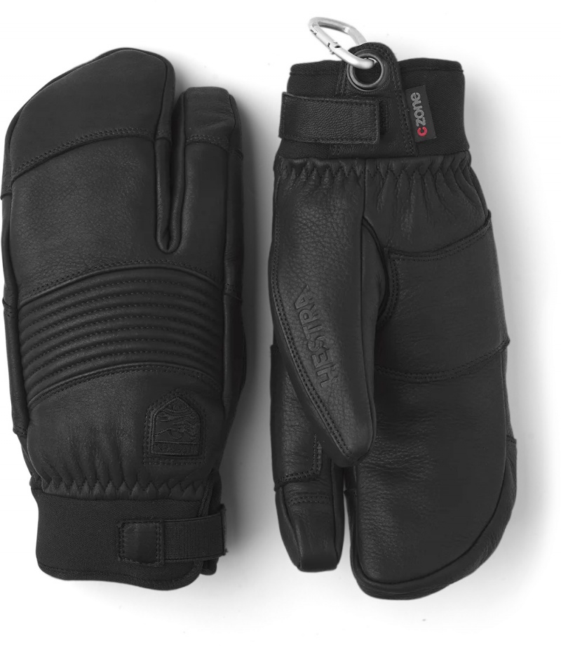 Women\'s Hestra Freeride CZone 3-finger Ski Gloves Black | LBHGCW568