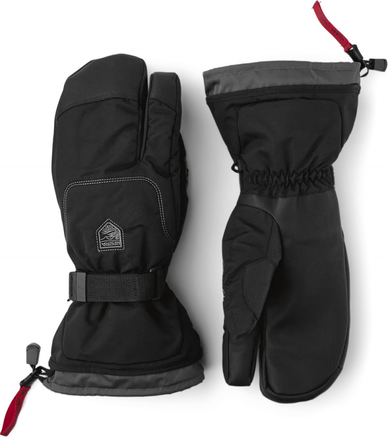 Women\'s Hestra Gauntlet Sr. 3-finger Ski Gloves Black | QIKMYD610