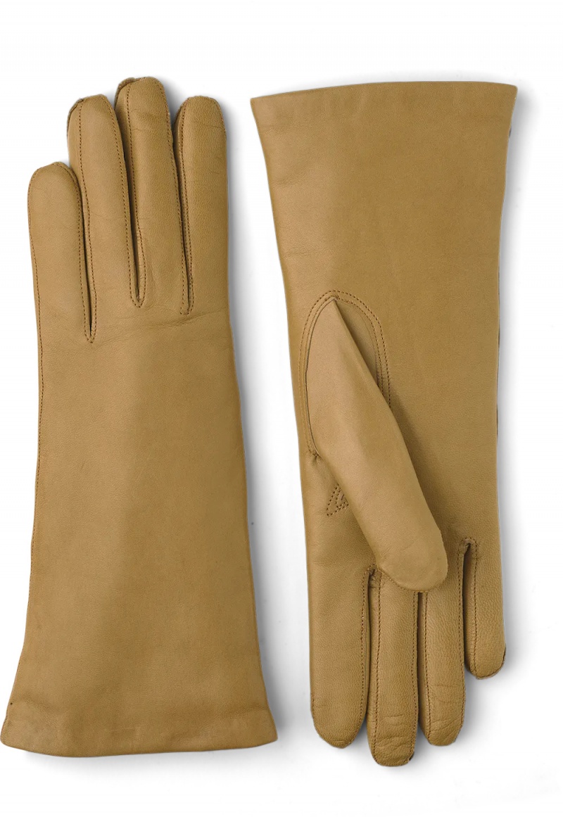 Women\'s Hestra Hairsheep 3 BT Piqué Cashmere Leather Gloves Camel | XIKOZP647