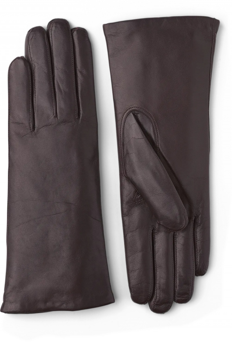 Women\'s Hestra Hairsheep 3 BT Piqué Cashmere Leather Gloves Espresso | MINFYT940