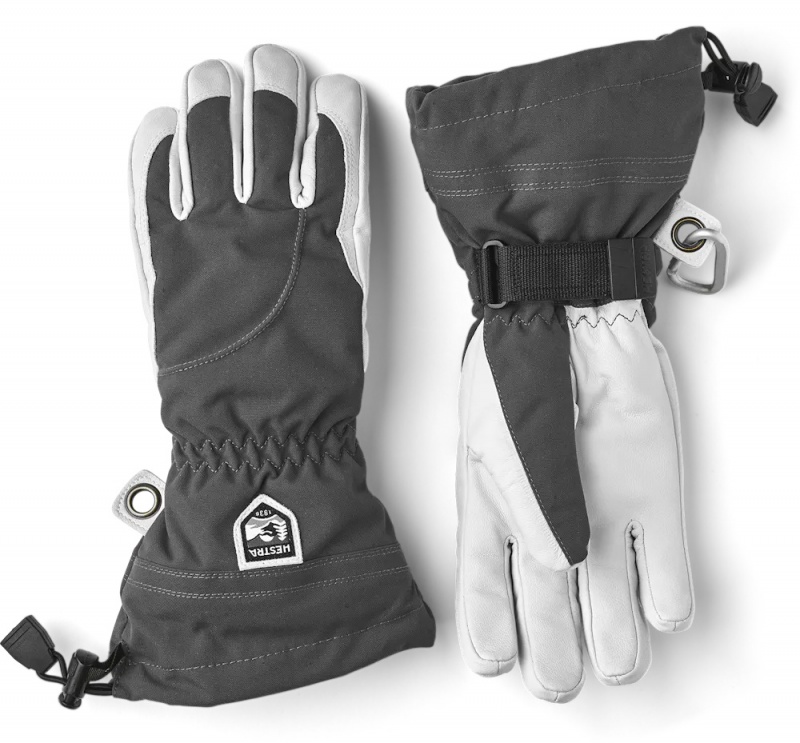 Women\'s Hestra Heli Ski Female Ski Gloves Grey/White | DHCFBU507