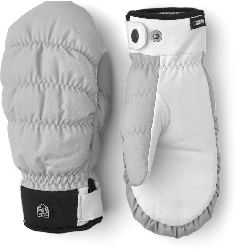 Women\'s Hestra Luomi CZone Female Mitt Ski Gloves Grey | CWMEID954