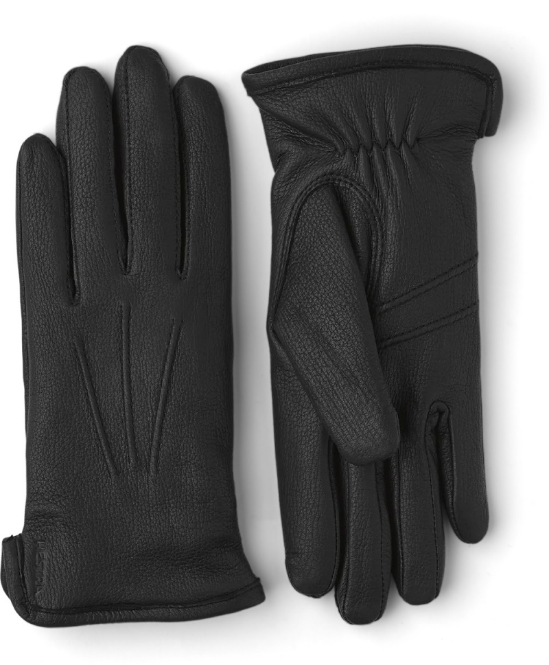 Women\'s Hestra Rachel Leather Gloves Black | SBIFJU235