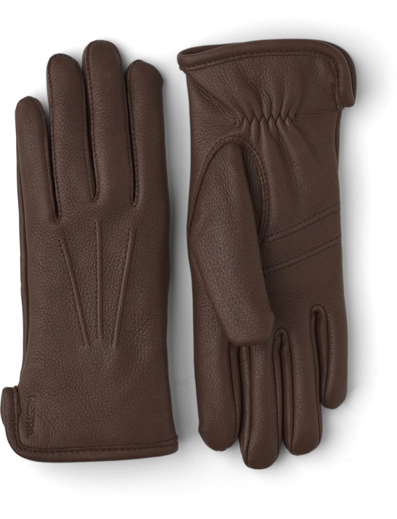 Women\'s Hestra Rachel Leather Gloves Chocolate | IYHRXP783