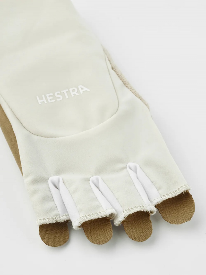 Women's Hestra Sprint Short 5-finger Bike & Mtb Gloves Almond White | WHFTKP507