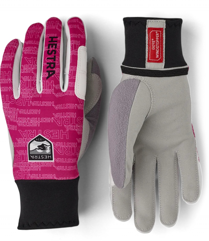 Women\'s Hestra Windstopper Active Grip Cross Country Ski Gloves Fuchsia | UXFHAY489